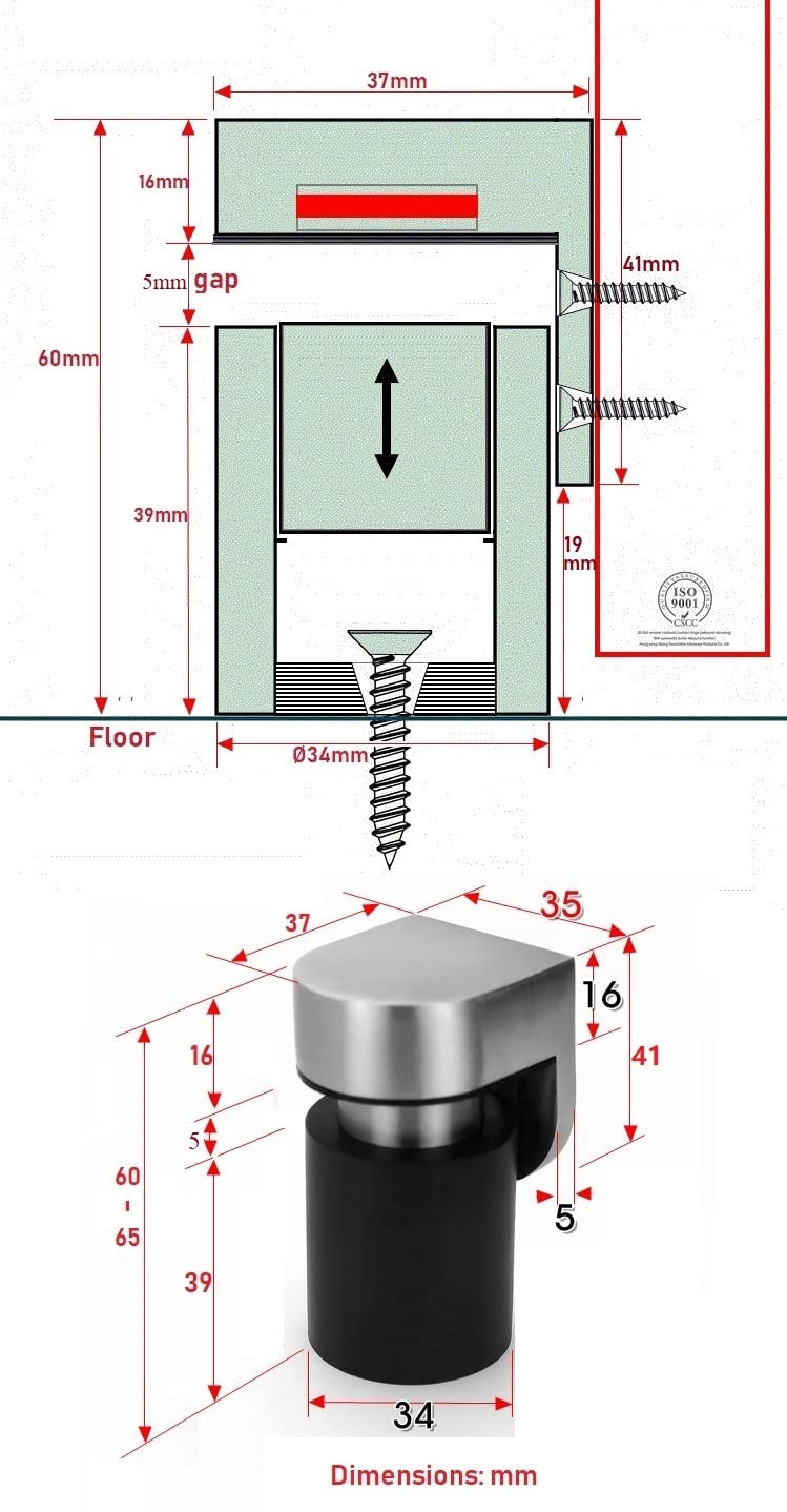 VIBORG Deluxe Solid Sus304 Stainless Steel Casting Powerful Floor Mount Mounted Magnetic Pop Up Doorstop Door Stopper Door Stop Door Catch RS-39A - Image 5